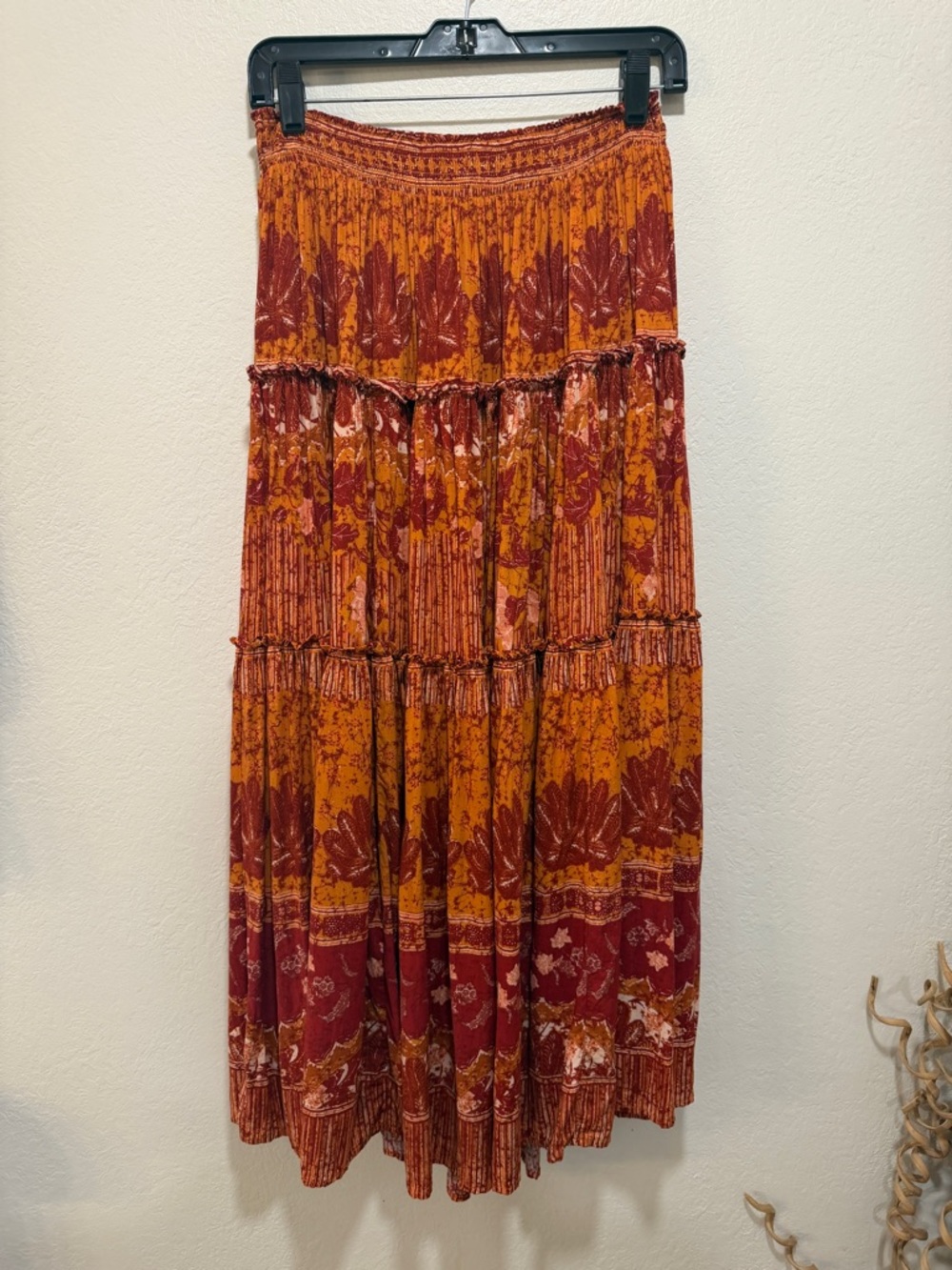 Free People Rust & Mustard Floral Tiered Maxi Skirt Set - Picture 6 of 7